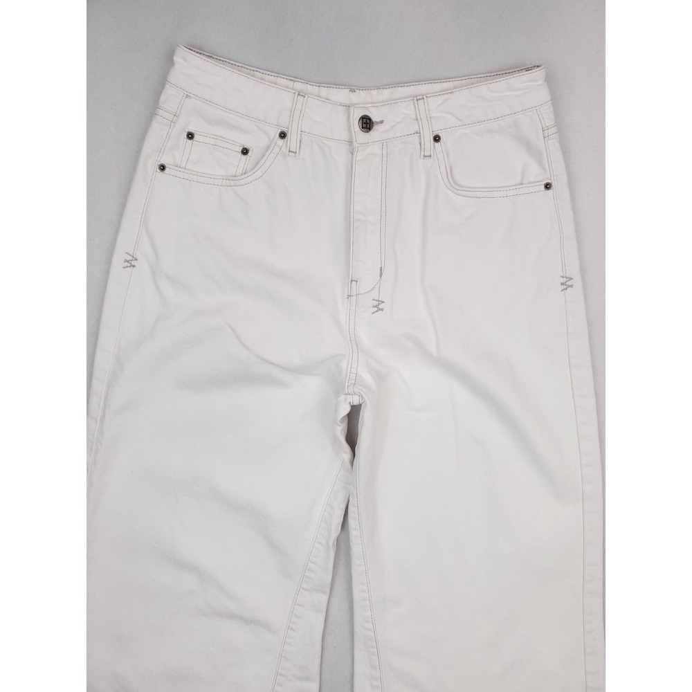 Ksubi Jeans Womens 30 White Gaucho Wide Leg Fray Raw Hem Baggy Y2K Grunge Skater - Picture 2 of 15